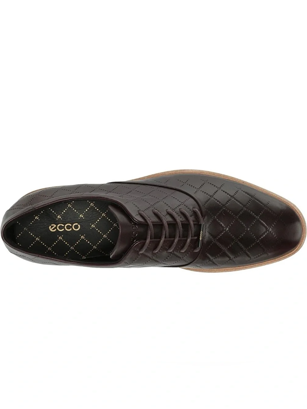 ECCO Classic Golf Brown Leather Spikeless Shoes 11.5 Quilted